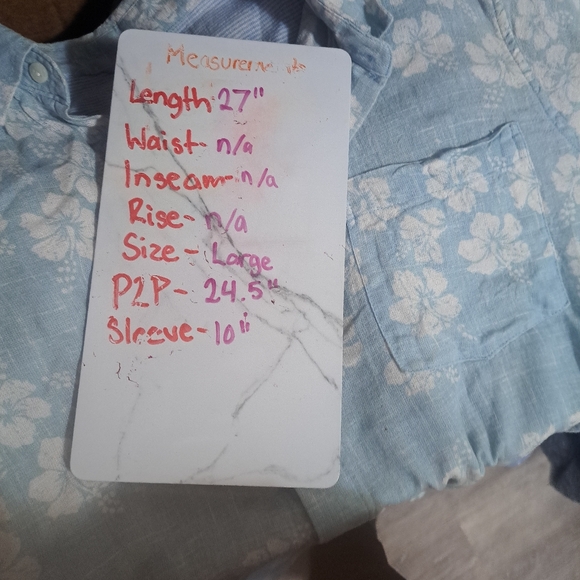 Chaps Linen Blend Size large tropical flower button up short sleeve shirt - Picture 6 of 6